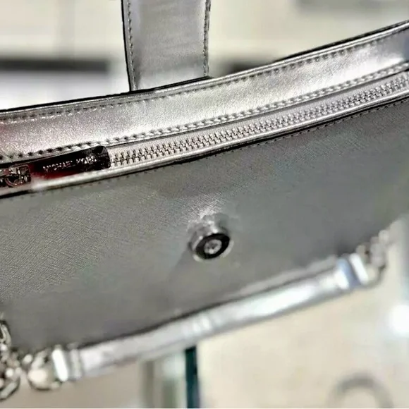 NWT Michael Kors Beautiful Shimmering Carmen Small Metallic Shoulder Bag - Picture 9 of 11